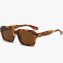 Bsreyeop Vintage Square Sunglasses for Men Women Trendy Chunky Rectangle Frame Rivet Design Black Shades UV Protection
