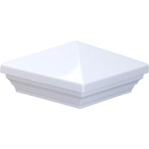 Myard Screw-Free Universal Fence Pyramid Top Cap fits Post 4 x 4 Inches (Actual Post Size 3.5'' x 3.5'', 89mm x 89mm) Porch, Handrail, Railing, Fence, Glue-On Design (Qty 1, White)