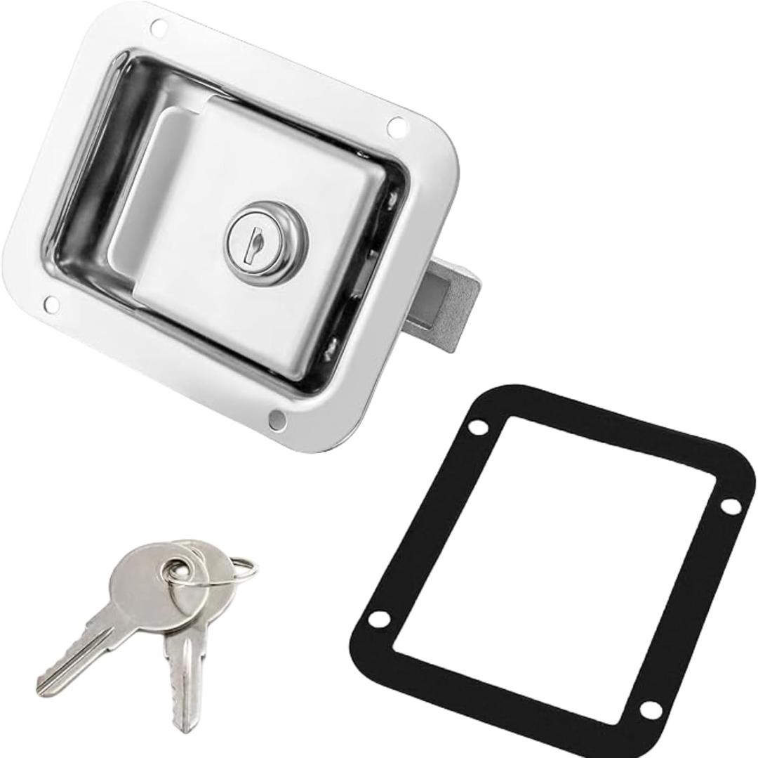 5.5 * 4.25in Tool Box Key Lock Replacement, Stainless Steel Tool Box Lock, Travel Trailer Lock RV Handle Latch Paddle Lock with 2 Keys for Trailer Truck Camper and Tool Boxes (1Pcs) 5.5 * 4.25in Tool Box Key Lock Replacement, Stainless Steel Tool Box Lock, Travel Trailer Lock RV Handle Latch Paddle Lock with 2 Keys for Trailer Truck Camper and Tool Boxes (1Pcs)