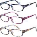 Kerecsen Reading Glasses 5 Pairs Fashion Ladies Readers Spring Hinge with Pattern Print Eyeglasses for Women (Mix Color 2, 2.75)