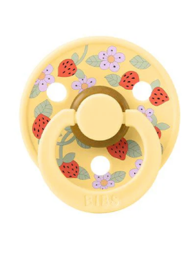 BiBS Liberty Pacifier 2Pack, BPA Free Pacfiers with Natural Latex Round Nipple, Made in Scandinavia, Size 1 (06 Months), Strawberries and Cream Ivory Mix