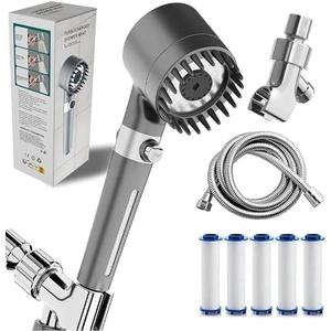2026 NEW Filtered Showerhead, with filter shower head, 3 spray modes hand-held shower, adjustable shower head, on/off, with 59 inch/1.5M hose, giving you a comfortable bathing experience1cover 1(Grey)