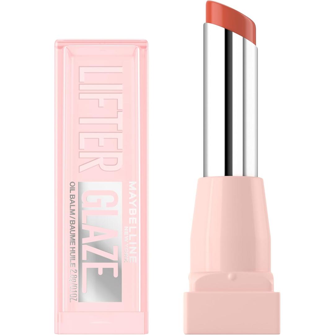 MAYBELLINE Lifter Glaze Oil Balm with Hyaluronic Acid and Hydrating Oil Blend, Lip Balm with 24HRs of Smooth, Moisturizing Shine, Caramel Glow (Sheer Light Brown Nude)