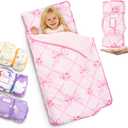 Toddler Nap Mat with Pillow, Thickened Extra Large Sleeping Bag | 55''x35'' Sleeping Mat with Blanket, Washable, Roll up, Perfect for Daycare, Preschool, Kindergarten, Boys and Girls (S)