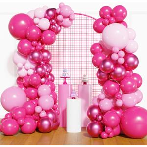 YMSZ Pink Balloon Garland Arch Kit, Hot Pink Balloons Metallic Balloon for Birthday,Princess, Wedding, Baby Shower, Valentine's Day Party Decorations