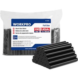 WORKPRO Hot Glue Sticks Full Size, 100-Pack Black Hot Melt Adhesive Glue Sticks for All-Temp Glue Guns, 0.43x4Inches, Multipurpose for Art Craft General Repairs, Home Decorations and Gluing Projects