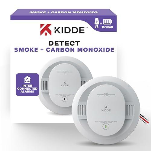 Kidde Hardwired Smoke & Carbon Monoxide Detector, 10-Year Battery Backup, Interconnectable LED Warning Light Indicators, 30CUA10