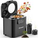 Growell 4L Electric Composter for Kitchen, Smart Odorless Compost Bin with 2 Carbon Filters, Large LED Display & Visible Window, Auto-Cleaning, Indoor Countertop Food Waste Composting Machine (Black)