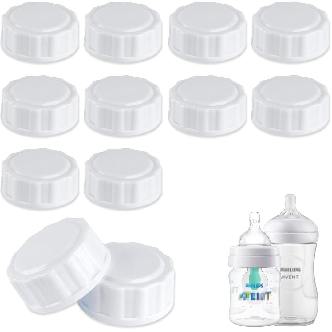 (12-PCs) Travel Bottle Caps Compatible with Avent Bottles, Bottle Lids Replacement White