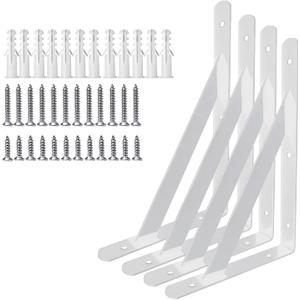 Heavy Duty Shelf Brackets Wall Mount Steel Bracket Wall Brackets for Shelves (White, 20 x 12 Inch-2 Pairs)
