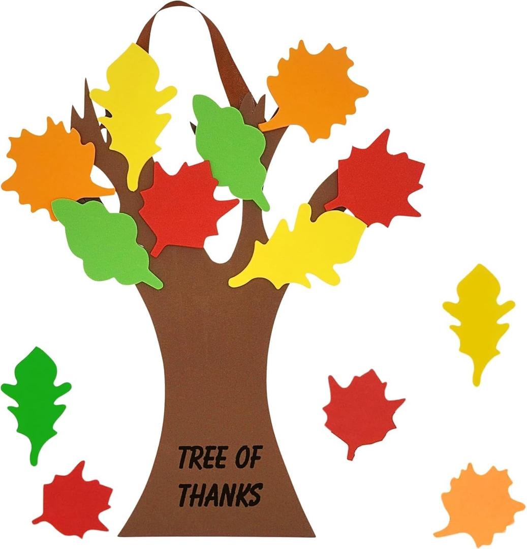 4E's Novelty Tree Craft Kit 4-Pack, Foam, Self-Adhesive - 11 Thanksgiving Craft, Ideal for Fall Crafts for Kids Perfect Gratitude Kit with Leaves to Write On