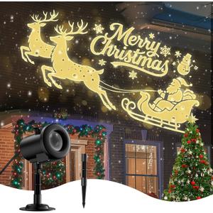 12 in 1 Christmas Projector Lights Outdoor, 3D Dynamic Santa Sleigh/Nativity/Green Monster/Ghost/Spider/Bat Christmas Decor,Night Lights for Party Home Window Wall Holiday Decor