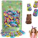 3 x Easter Milk Chocolate Bunnies, Smooth & Creamy Party Bag Fillers, Individually Wrapped Multicolor Foils (Half-Pound), BB: 2027/10/10