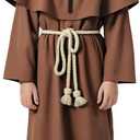 VZQI Medieval Monk Robe for Kids Renaissance Priest for Boy Halloween Cosplay Costume Cloak (Brown, L)