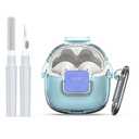 Upgrade Secure Lock for JBL Tune Flex 2 Case Cover with Cleaner kit, Clear TPU Protective Cover with JBL Tune Flex 2 True Wireless Noise Cancelling Earbuds Charging Case with Carabiner-Clear Blue