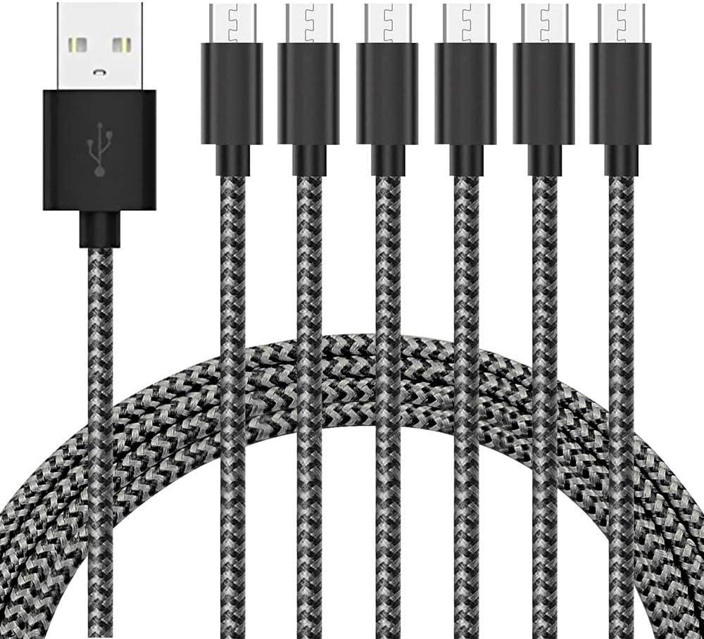 Micro USB Cable Android Charger [6-Pack 5ft] Nylon Braided Fast Sync&Charging Cord for Android, Samsung, Nexus, LG, HTC, Nokia, Sony, and More