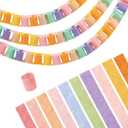 300 Sheets Felt Chain Strip with Glue, Reusable Paper Chain 2.36 x 8 Inch Colorful Garland Strip for Birthday Party Home Decorations DIY Crafts Supplies (Fresh Color)