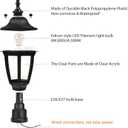 FUDESY Outdoor Post Lights, Electric Exterior Lamp Post Light Fixture with Pier Mount Base, LED Bulb Included, Anti Corrosion Black Plastic Materials, Pole Lanterns for Garden, Patio, Pathway