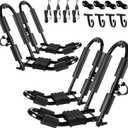 FORWODE Premium Kayak Roof Rack, 2 Pair J-Bar Roof Rack, Folding Adjustable Rack, Heavy Duty Kayak Roof Carrier 2 Kayak, Canoe, SUV, Surfboard on SUV, Car and Truck Crossbar