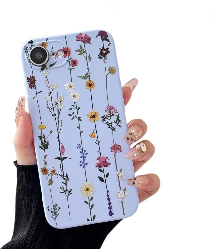 ZTOFERA Floral Case for iPhone 15 Pro Max 6.7",Cute Flower Pattern Case for Girls Women,Flexible Silicone Protective Slim Shockproof Bumper Phone Cover for iPhone 15 Pro Max,Purple Pack of 2