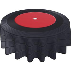 Record Round Tablecloth 60 Inch Washable Reusable Decoration Table Cover for Kitchen Party