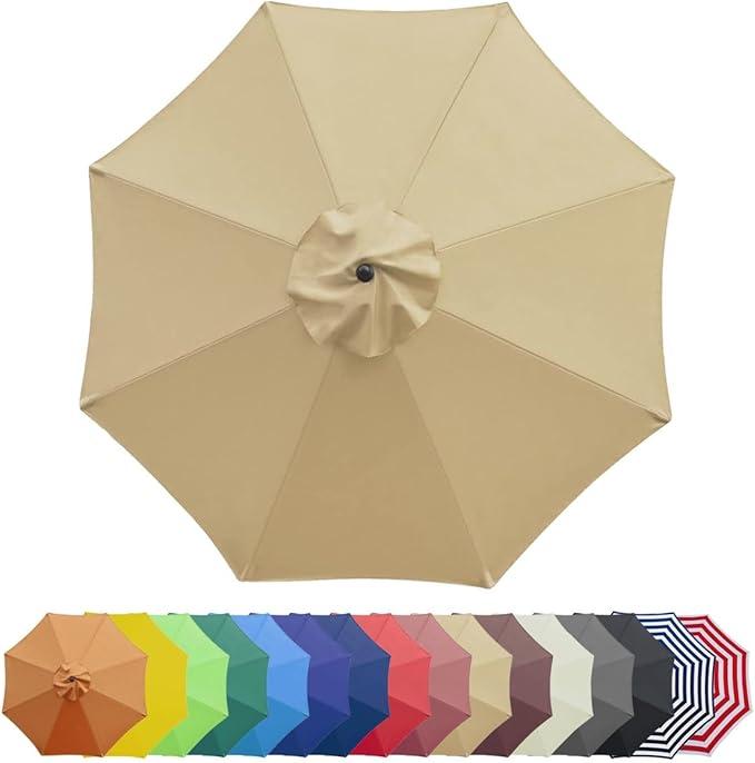 6.5 FT/9 FT/10 FT, 6/8 Rib Umbrella Canopy Replacement, Parasol Canopy Top, Strong and Thicck Outdoor Umbrella for Garden Courtyard Lawn or Sand (3 m/ 10 FT/ 8 Ribs)