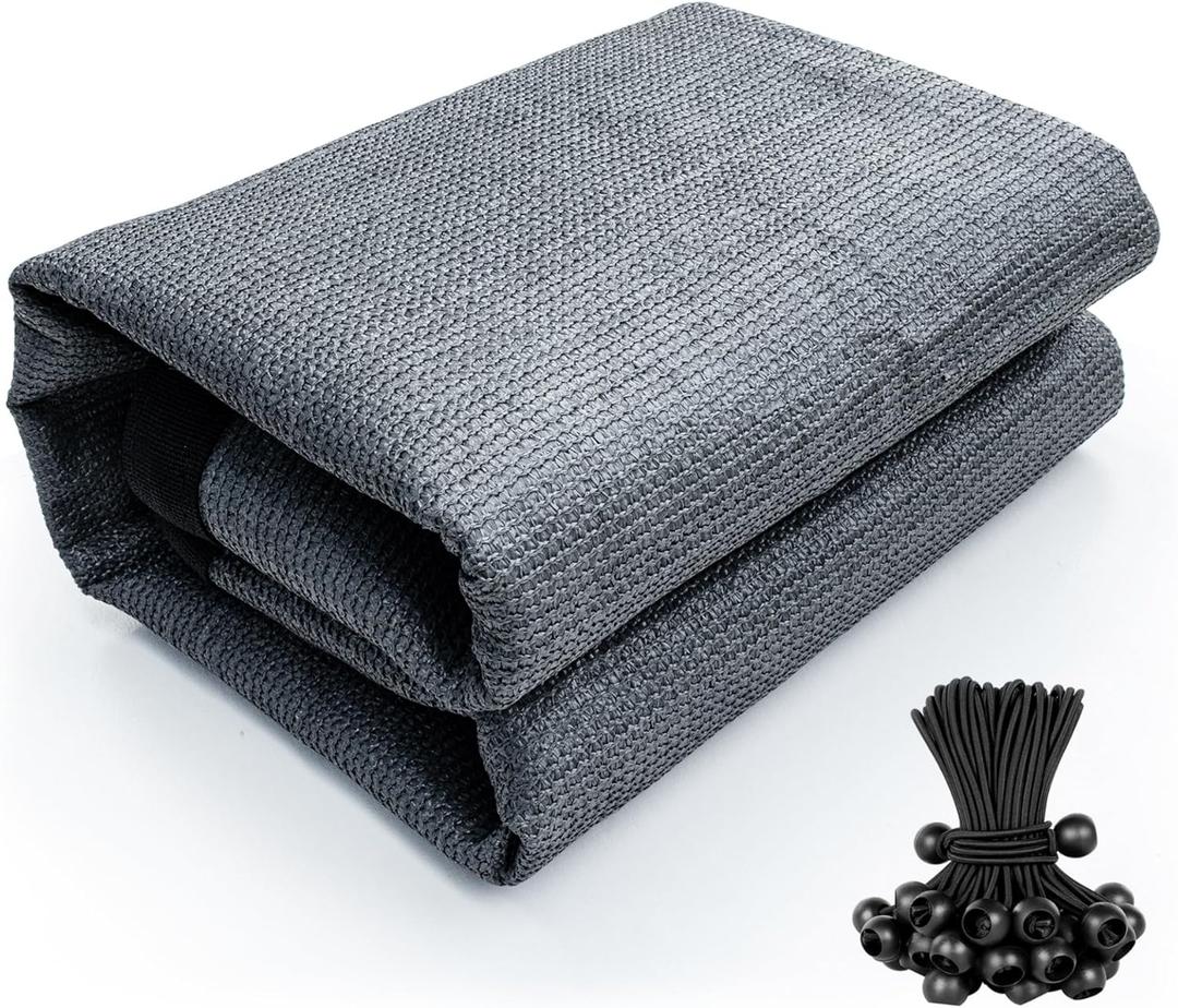Shatex 90% Sun Shades for Patios 6X 16 ft Shade Fabric Sun Shade Cloth Taped Edge with Grommets Sun-Block Mesh Shade for Pergola Cover Canopy Grey, 12 Bungee Balls (Gray)