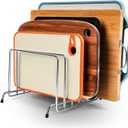 6 Slot Stainless Steel Heavy Duty Cutting Board Organizer, Cutting Board Storage Rack Cutting Board Holder Baking Cookie Pan Sheets Cooling, Kitchen Organizers And Storage,Cabinet Countertop Organizer