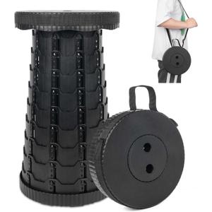 Collapsible Telescoping Portable Stool for Adults, Camping Stools, Upgraded Collapsible Folding Seats with Load Capacity 550lbs, Black
