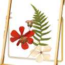 Glass Pressed Flower Frame Handmade, Floating Picture Frames for Pressed Flowers, Tabletop Artwork Photo Frames, Brass Desk Picture Frame for Home Office Plant Specimen, Gold, 4x6 Inches (4L" x 6W")
