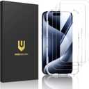 UNBREAKcable Shatterproof Tempered Glass Screen Protector for iPhone 15 Pro Max [3-Pack][Easy Installation Frame] [9H Hardness] [99.99% HD Clear] [Bubble Free] for Apple 6.7”