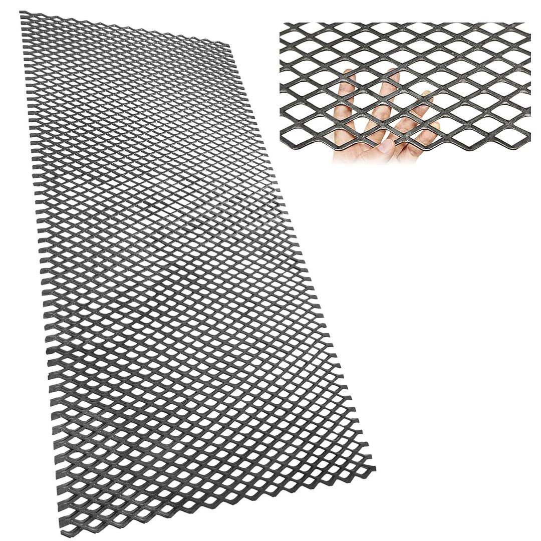 2 Pack 24" x 48" Flattened Expanded Metal Sheet, 11 Gauge Raw Steel Mesh, 1.25" x 0.6" Diamond Hole, Deburred Smooth Edges, Heavy Duty Steel for BBQ Smoker Grates, Trailers & DIY Projects