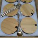 Vintage Glass Coffee Mugs Tea Cups 6Pcs Set with Bamboo Lids and Spoons, 15oz Embossed Clear Glassware Tea Cups, Ideal Coffee Bar Teapot Accessories for Latte, Tea Christmas Gifts