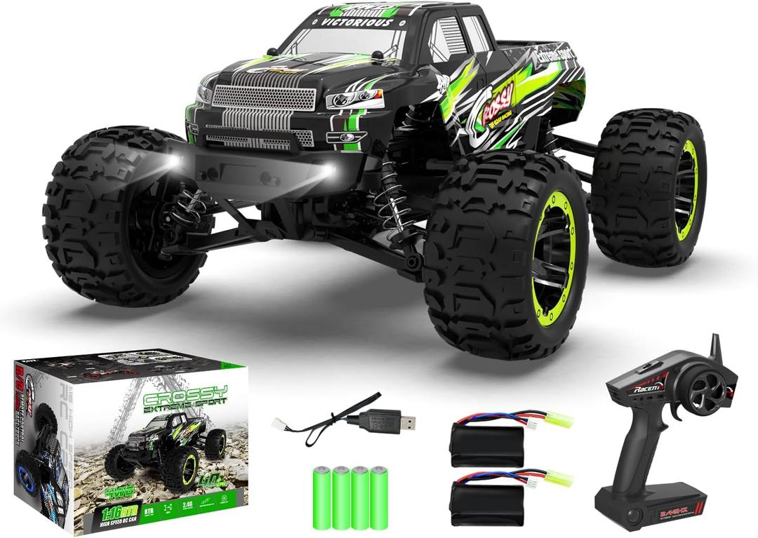 RACENT RC Truck 1:16 4x4 All Terrain RC Car 40KPH High Speed Remote Control Cars for Boys, Off-Road Monster Truck with 2.4Ghz Radio Control, 2 Batteries, Gifts for Kids Adults