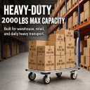 Heavy Duty Steel Platform Truck, 2000 Lbs, 43" x 26", 6" Swivel Casters, Industrial Cart for Warehouse