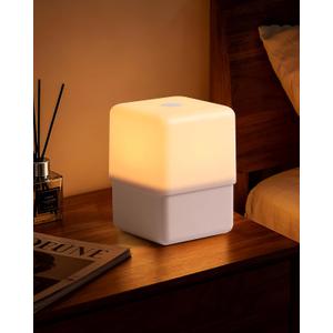 JJ&RY Cool Lift Touch Lamps for Nightstand, Cordless Warm Night Light for Baby Nursery/Sleep Aid, Dimmable/2600K Amber/2000mAh Rechargeable, Small Bedside Nightlight for Kids and Adults' Bedroom