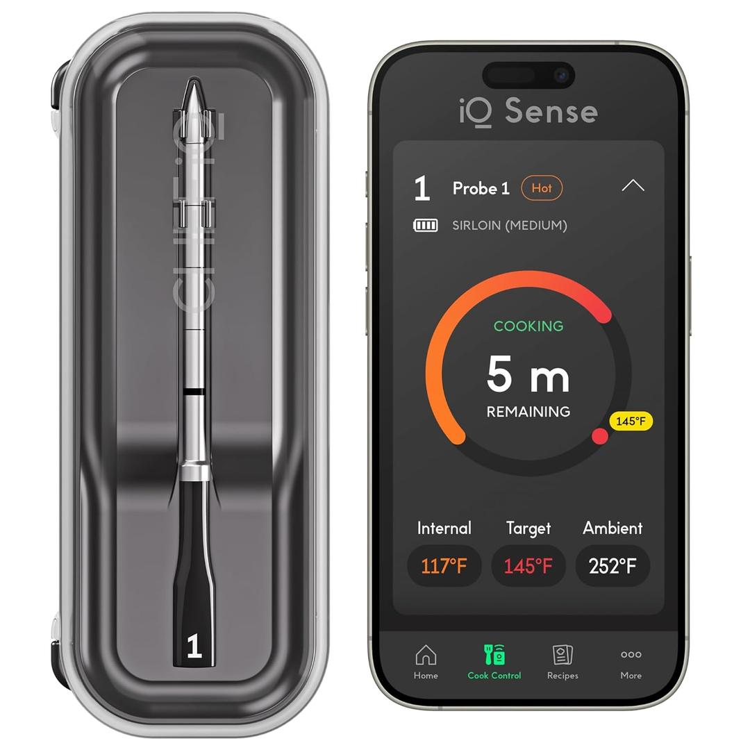 CHEF iQ Sense | Smart Wireless Meat Thermometer | Ultra-Thin Probe | WiFi Unlimited Range | 1000F Heat Safe | 5 Sensors | BBQ, Grill, Oven, Smoker, Air Fryer | Gen3