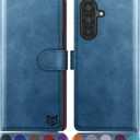 SUANPOT Compatible with Samsung Galaxy A36 Wallet case with RFID Blocking Credit Card Holder,Flip Book PU Leather Protective Cover Women Men for Samsung A36 Phone case Sky Blue