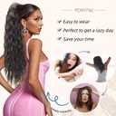 Curly Ponytail Extension Drawstring Ponytail for Black Women 24 Inch Fake Ponytail Curly Synthetic Clip in Pony Tails Hair Extensions for Daily Party Use（24 Inch,Dark Brown）
