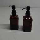 Soap Dispenser 2 Pack, Hand Soap Dispensers with 10 Oz Antique Design Thick Amber Glass Bottle, 304 Rust Proof Stainless Steel Oil Rubbed Bronze Pump, 6Pcs Stickers, for Lotion, Soap