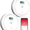 Wi-Fi Smoke Detector Carbon Monoxide Detector Combo with Replaceable Battery, Smart Smoke and CO Detector with LCD Display, 2 Packs