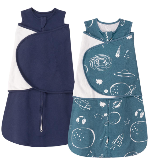 ZIGJOY Sleep Sack Swaddle 1.0 Tog Baby Wearable Blanket 100% Cotton Baby Swaddle Blanket for Newborns 612 Months Space&Blue