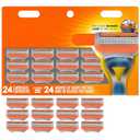 24Pcs Premium Razor Blades for Men compatible gillette fusion 5 blades refills -5-Layer Stainless Steel Refills Compatible with Fusion 5 Style Razors,Smooth Shaving Replacement Cartridges Value Pac
