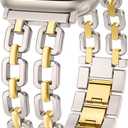 Wearlizer Compatible with Apple Watch Bands 41/40/38/44/45/46/49/42mm Women, Dressy Fancy Metal Chain Pretty Strap Designer Gold Silver Link Bracelet for iWatch Ultra SE Series 10 9 8 7 6 5 4 3 2 1