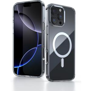 2 Pack for iPhone 16 Pro Max Luxe Grip,18N Strong Magnetic Attachment, Shockproof Military-Grade Protection, Crystal Clear