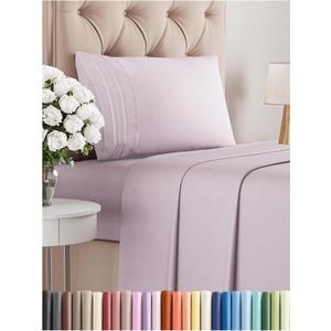 Twin Size 3 Piece Sheet Set - Comfy Breathable & Cooling Bed Sheets Set - Hotel Luxury Bedding for Women, Men, Kids, Teens, Boys & Girls - Deep Pockets, Soft, Wrinkle Free - Oeko-Tex - Light Lavender