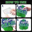 12Pcs Green and Blue Graduation Decorations Honeycomb Centerpieces, Class of 2026 Graduations Centerpieces for Tables Green and Blue Congrats Grad Graduation Table Decoration Grad Centerpiece
