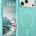 SUPFINE Magnetic for iPhone 17 Pro Max Case (Compatible with MagSafe)(Military Grade Drop Protection) Translucent Matte Shockproof with Anti-Fingerprint Phone Cover,Blue Green