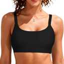 Sports Bikini Tops for Women Swim Bra Wirefree Workout Swimsuit Top Comfortable Support for Swimming, Beach, Active Wear (Large, Black)