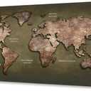 Canvas Wall Art lagre Brown map of the World Painting Ready to Hang Framed Vintage World Map Artwork Prints for Living Room, Office Decor, Large Map Wall Decor 24"x48"